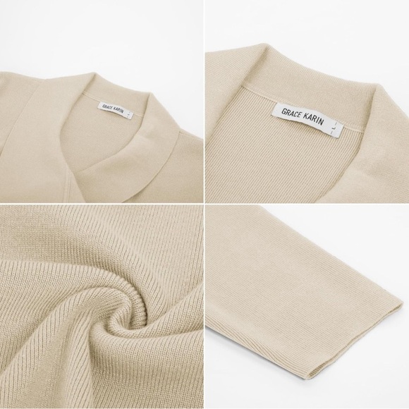 Grace Karin Draped Open-Front Tie-Waist Cardigan - Picture 6 of 14